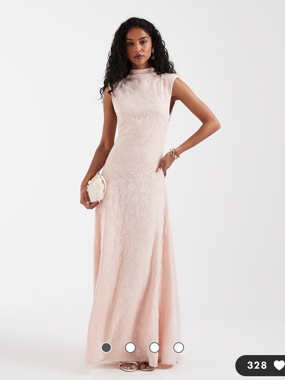 ASOS Blush Pink Lace High-Neck Maxi Dress